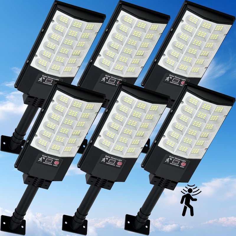 TFKK Solar Street Lights Outdoor, Waterproof Motion Sensor Solar Lights with Remote Control, 6500K Dusk to Dawn Parking Lot Flood Light for Outside Garage Yard, 6 Pack - Image 1